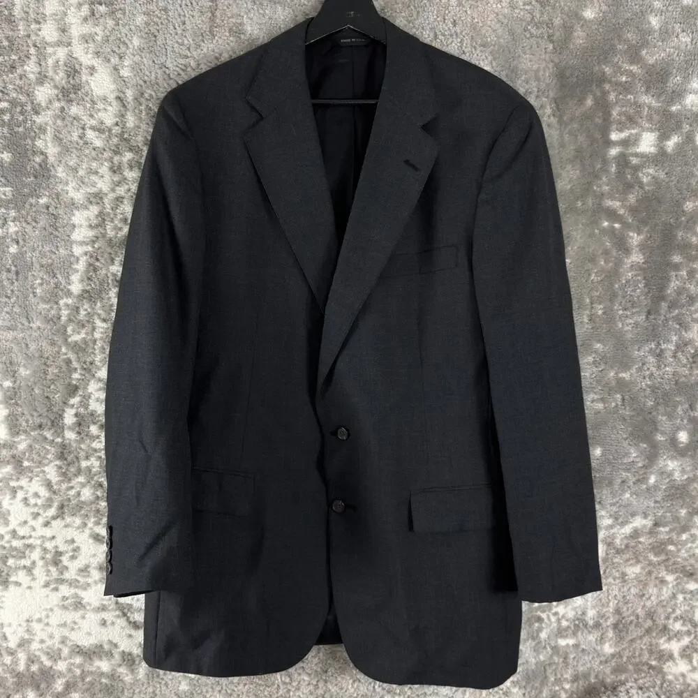 Ralph Lauren Size 40L Career Notched Blazer Jacket Black Long‎ Sleeve